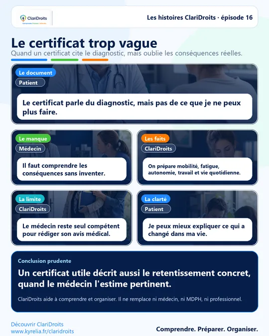 Les histoires ClariDroits épisode 16 : Le certificat trop vague