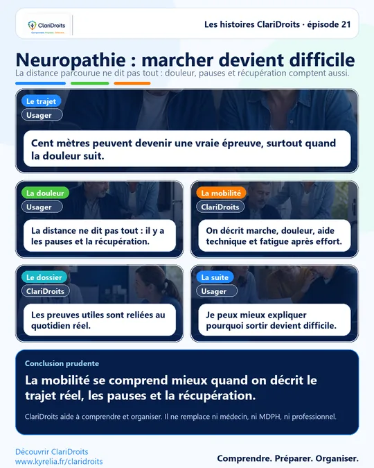 Les histoires ClariDroits épisode 21 : Neuropathie : marcher devient difficile