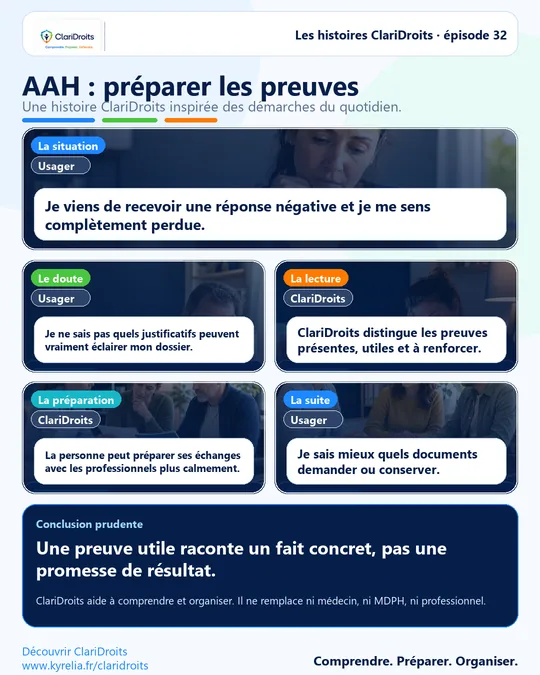 Les histoires ClariDroits épisode 32 : AAH : préparer les preuves