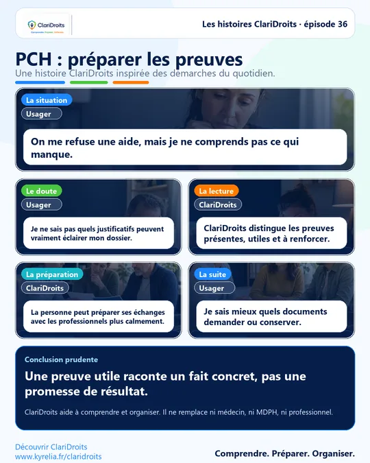Les histoires ClariDroits épisode 36 : PCH : préparer les preuves