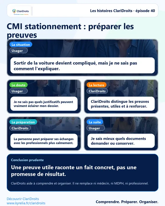 Les histoires ClariDroits épisode 40 : CMI stationnement : préparer les preuves