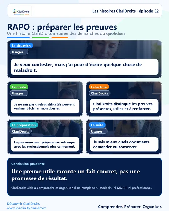 Les histoires ClariDroits épisode 52 : RAPO : préparer les preuves