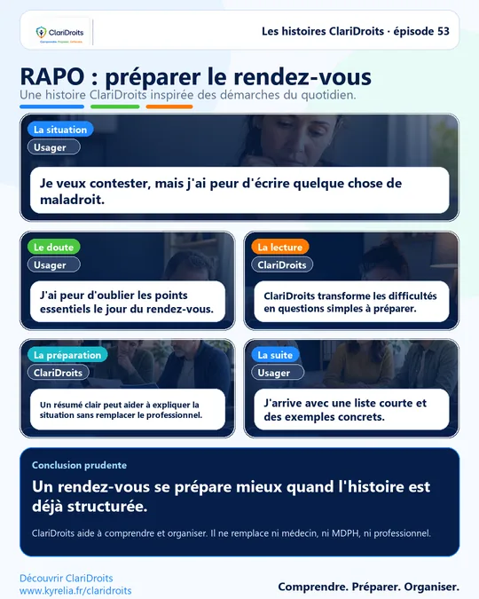 Les histoires ClariDroits épisode 53 : RAPO : préparer le rendez-vous