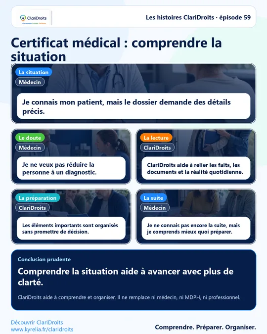 Les histoires ClariDroits épisode 59 : Certificat médical : comprendre la situation