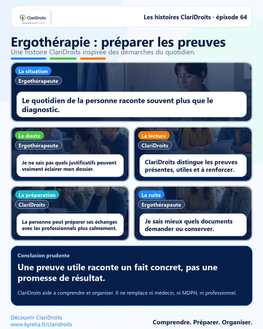 Les histoires ClariDroits épisode 64 : Ergothérapie : préparer les preuves