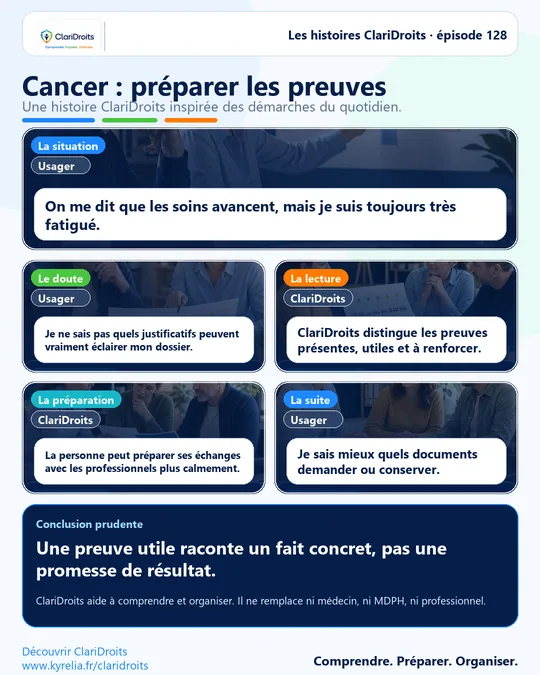 Les histoires ClariDroits épisode 128 : Cancer : préparer les preuves