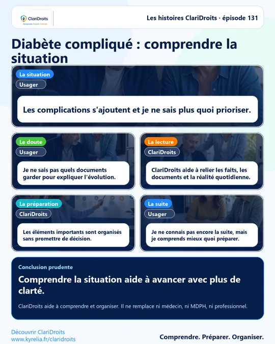 Les histoires ClariDroits épisode 131 : Diabète compliqué : comprendre la situation