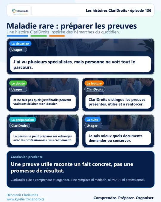 Les histoires ClariDroits épisode 136 : Maladie rare : préparer les preuves