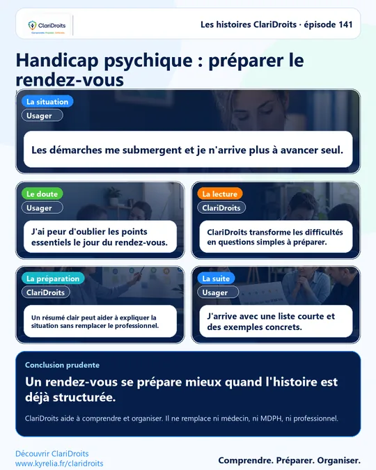 Les histoires ClariDroits épisode 141 : Handicap psychique : préparer le rendez-vous