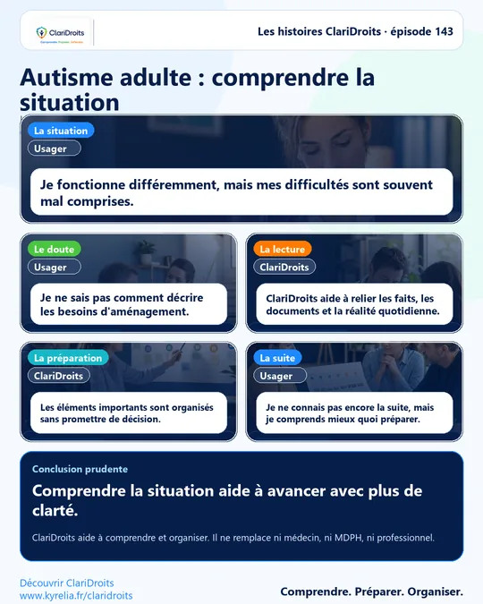 Les histoires ClariDroits épisode 143 : Autisme adulte : comprendre la situation