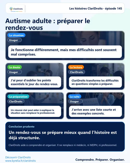Les histoires ClariDroits épisode 145 : Autisme adulte : préparer le rendez-vous