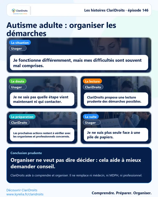 Les histoires ClariDroits épisode 146 : Autisme adulte : organiser les démarches