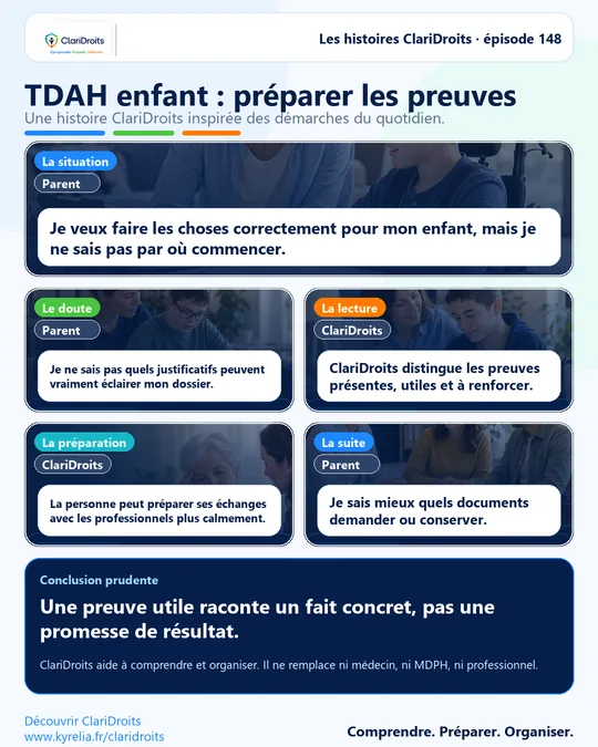 Les histoires ClariDroits épisode 148 : TDAH enfant : préparer les preuves