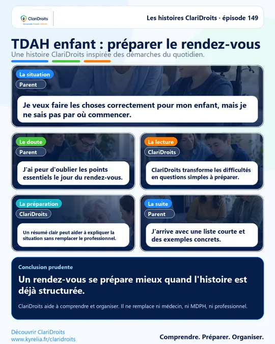 Les histoires ClariDroits épisode 149 : TDAH enfant : préparer le rendez-vous