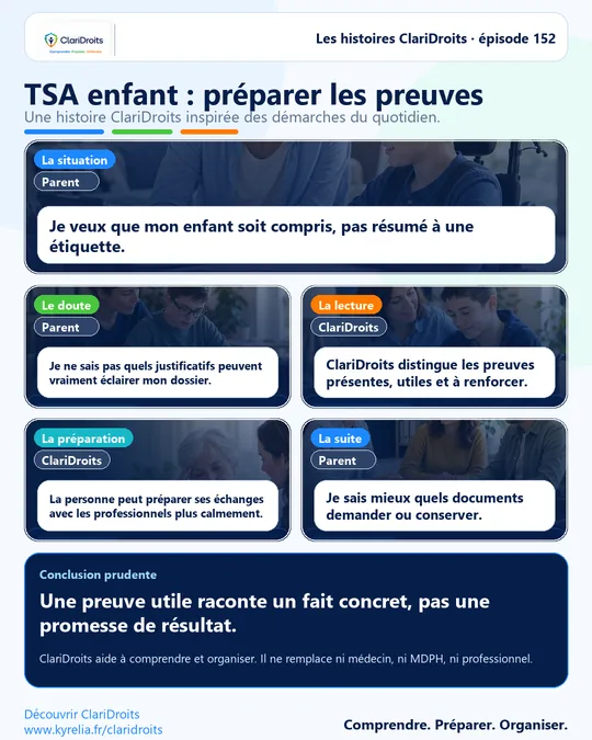 Les histoires ClariDroits épisode 152 : TSA enfant : préparer les preuves
