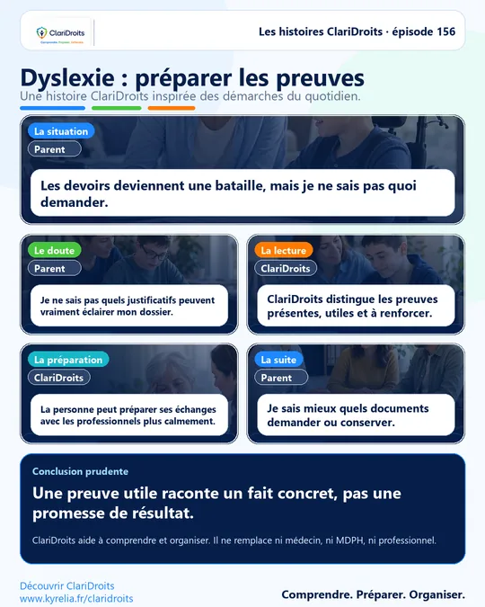 Les histoires ClariDroits épisode 156 : Dyslexie : préparer les preuves
