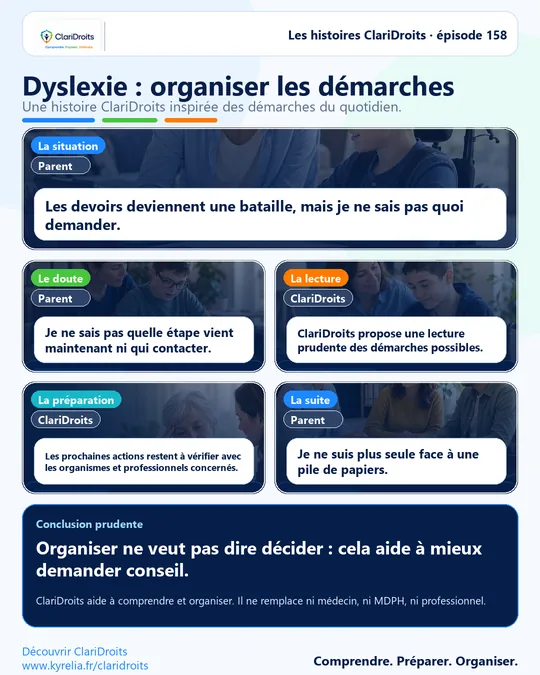Les histoires ClariDroits épisode 158 : Dyslexie : organiser les démarches