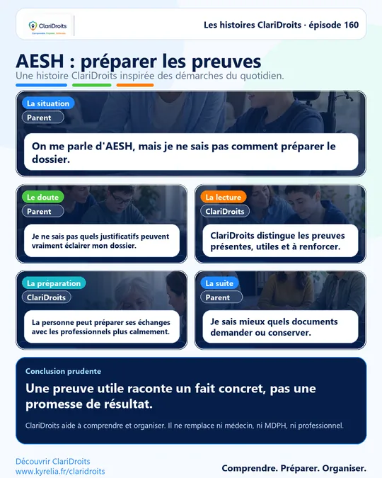Les histoires ClariDroits épisode 160 : AESH : préparer les preuves