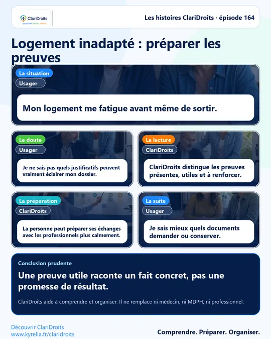 Les histoires ClariDroits épisode 164 : Logement inadapté : préparer les preuves
