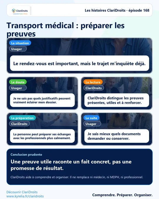 Les histoires ClariDroits épisode 168 : Transport médical : préparer les preuves