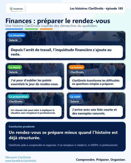 Les histoires ClariDroits épisode 185 : Finances : préparer le rendez-vous
