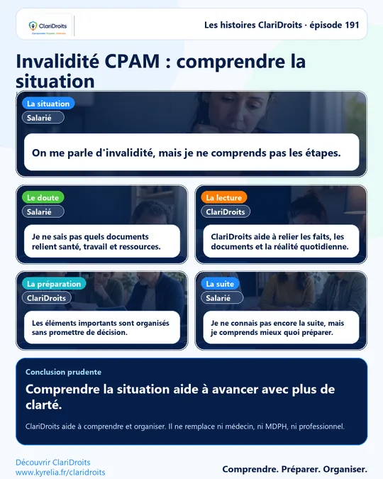 Les histoires ClariDroits épisode 191 : Invalidité CPAM : comprendre la situation