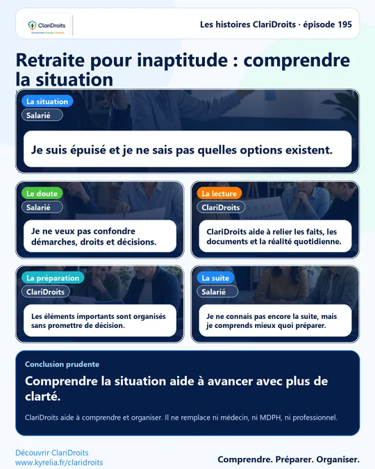 Les histoires ClariDroits épisode 195 : Retraite pour inaptitude : comprendre la situation