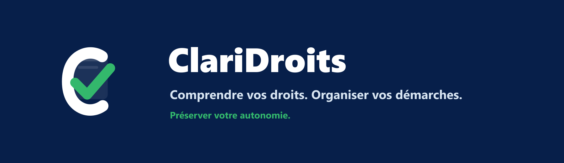 Logo officiel ClariDroits couleur sur fond sombre